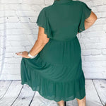 Emerald Collared Ruffle Dress