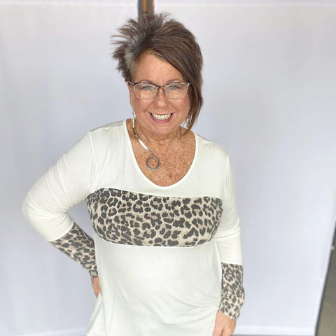 Ivory Leopard Contrast Top