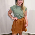 Camel Faux Suede Skirt
