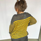 Charcoal Yellow Striped Sweater