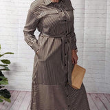 Striped Button-Down Midi Dress