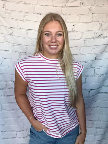 Striped Muscle Tee Top