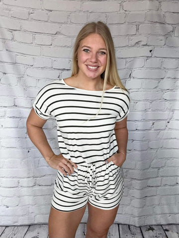Stripe Romper with Pockets